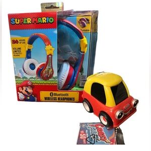 🎧NWT BUNDLE eKids Super Mario Bluetooth Wireless Headphones & Little Tikes Car